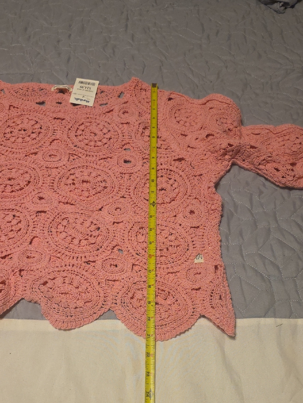 Ultra Pink Coral Crochet Circle-Motif Tunic Top - Picture 8 of 11